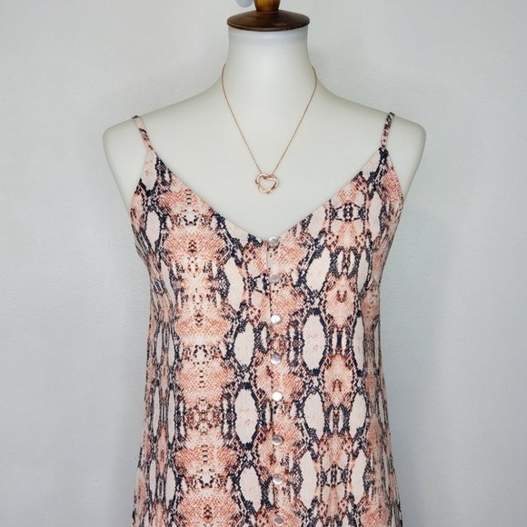 One Clothing Los Angeles Snakeskin Sleeveless Button Front Dress Size S - Picture 2 of 12